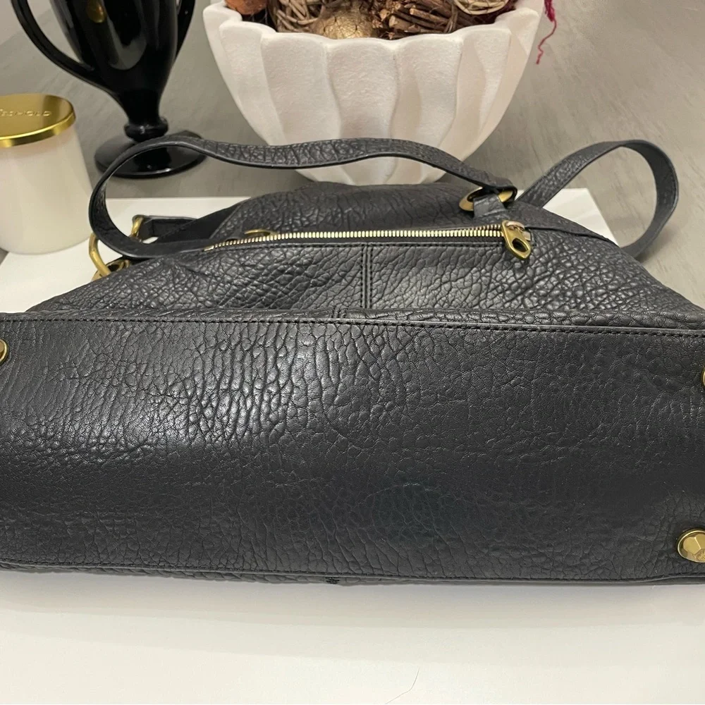 orYANY Black Leather Shoulder Bag with Gold Accents - Picture 10 of 11